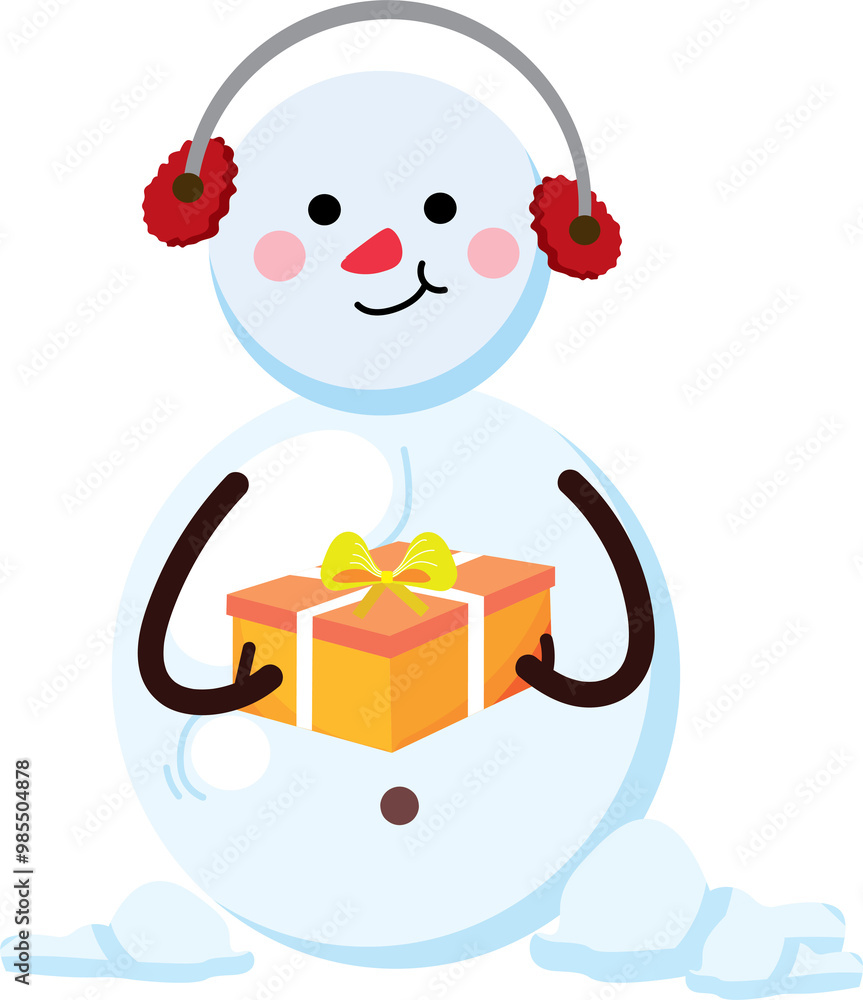 Snowman character wearing magician hat, red scarf and twig in funny, happy and smiling. Snowman character wearing magician hat, red scarf and twig in funny, happy and smiling.