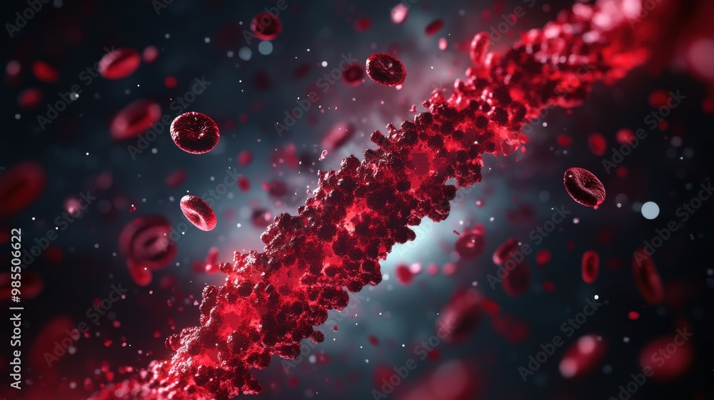 Stunning close-up of red blood cells in motion, illustrating the vibrant and dynamic nature of human biology. Stunning close-up of red blood cells in motion, illustrating the vibrant and dynamic nature of human biology.
