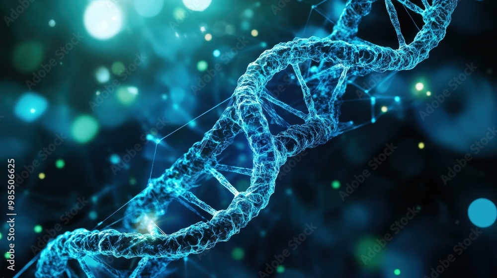 Stunning visualization of a DNA double helix in vibrant blue tones, representing the intricacies of genetic science. Stunning visualization of a DNA double helix in vibrant blue tones, representing the intricacies of genetic science.