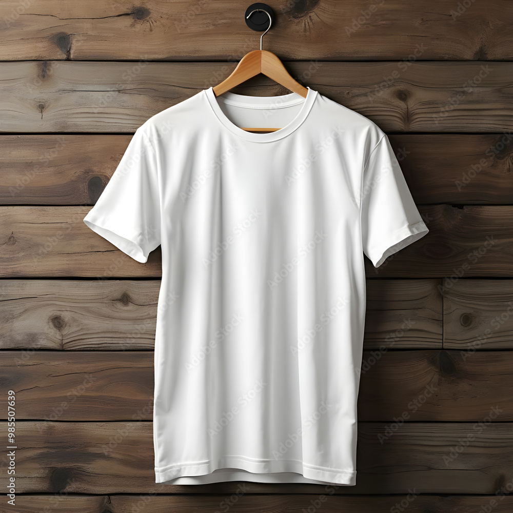 A white T-shirt hanging mockup A white T-shirt hanging mockup