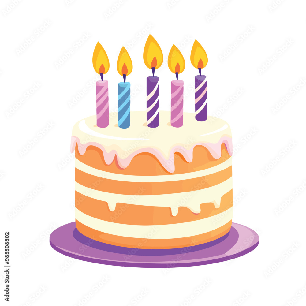 Birthday cake vector isolated illustration