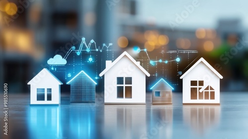 Wallpaper Mural Smart City Homes with Futuristic Data Analytics Visualization Torontodigital.ca