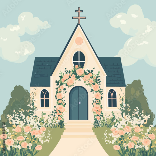 Wedding chapel illustration