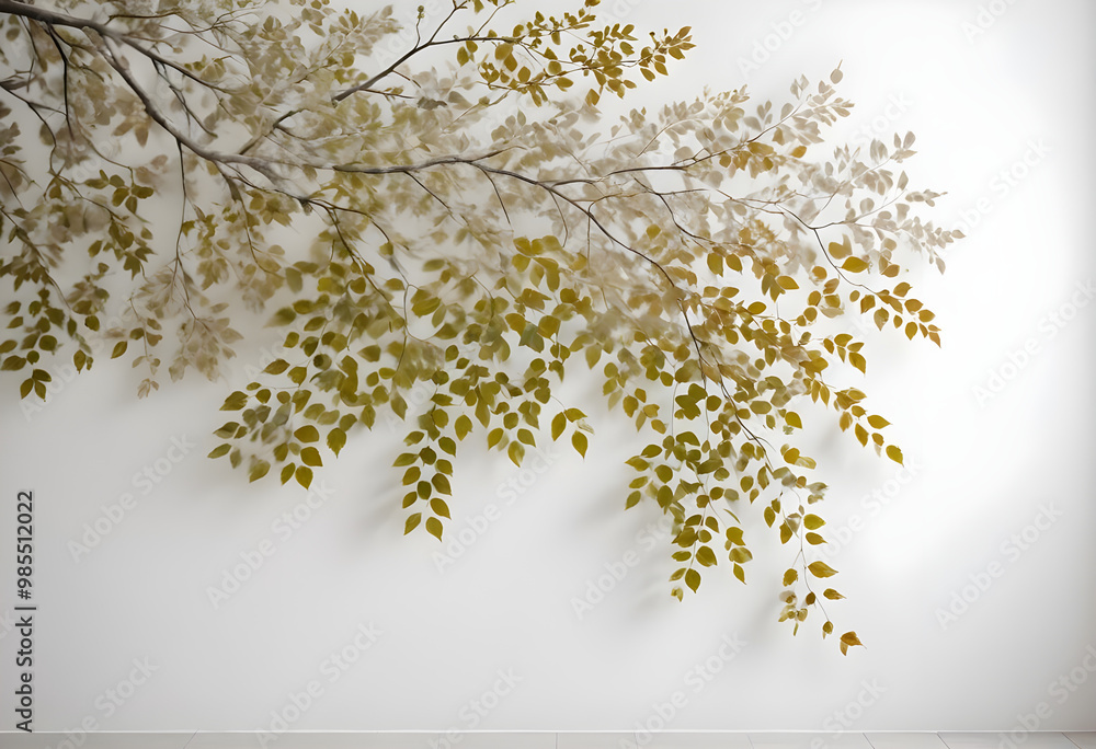Obraz premium Captivating intricate silhouettes of abundant leaves create serene atmosphere, enhancing beauty of space with their delicate design and soft shadows