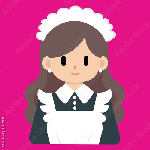 Cleaning lady, maid, illustration, for designers and backgrounds
