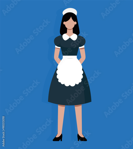 Cleaning lady, maid, illustration, for designers and backgrounds