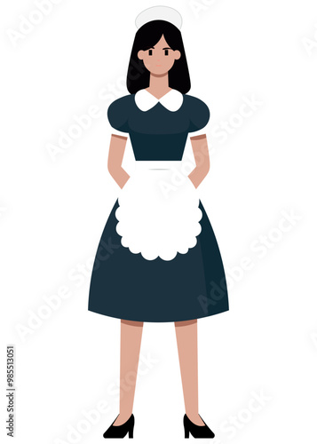 Cleaning lady, maid, illustration, for designers and backgrounds