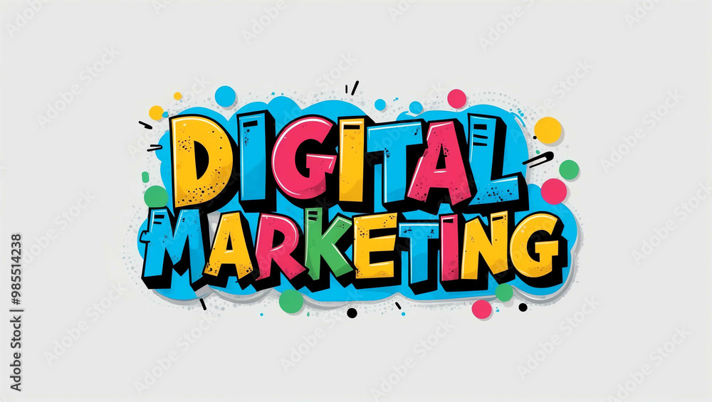 Fototapeta premium digital marketing graffiti lettering illustration design on plain white background