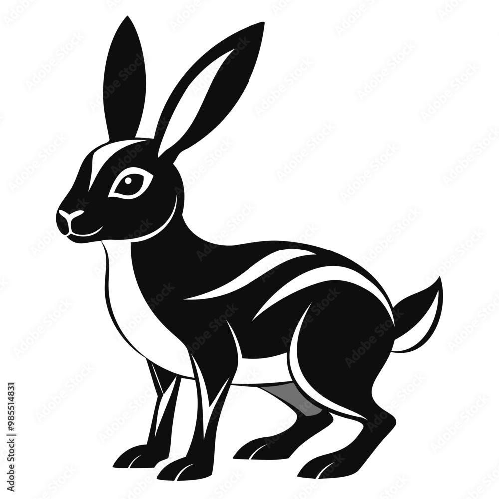 Rabbit hare black silhouette vector Illustration For abstract logo, Black and white Arabian Hare Silhouette Rabbit hare black silhouette vector Illustration For abstract logo, Black and white Arabian Hare Silhouette