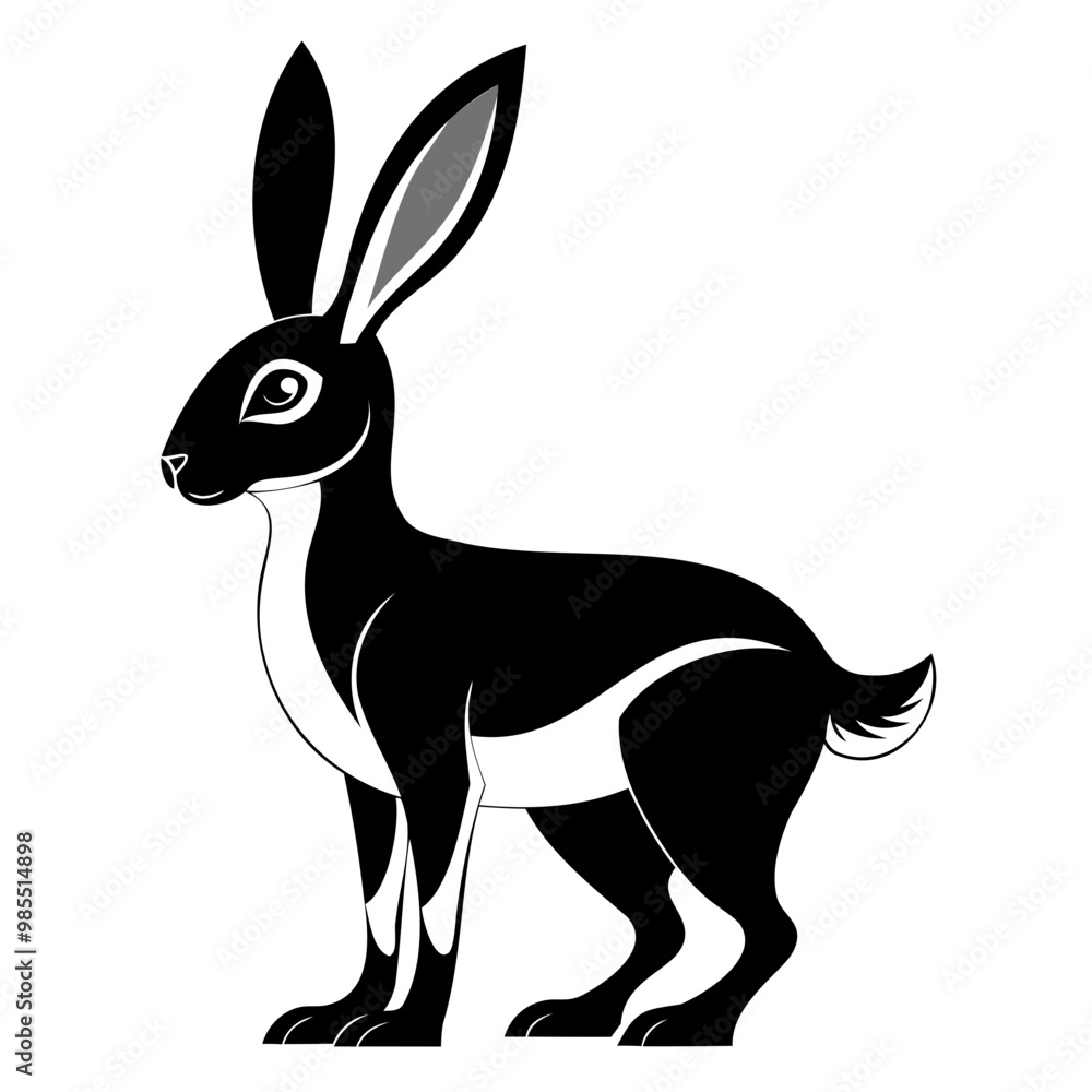 Rabbit hare black silhouette vector Illustration For abstract logo, Black and white Arabian Hare Silhouette Rabbit hare black silhouette vector Illustration For abstract logo, Black and white Arabian Hare Silhouette