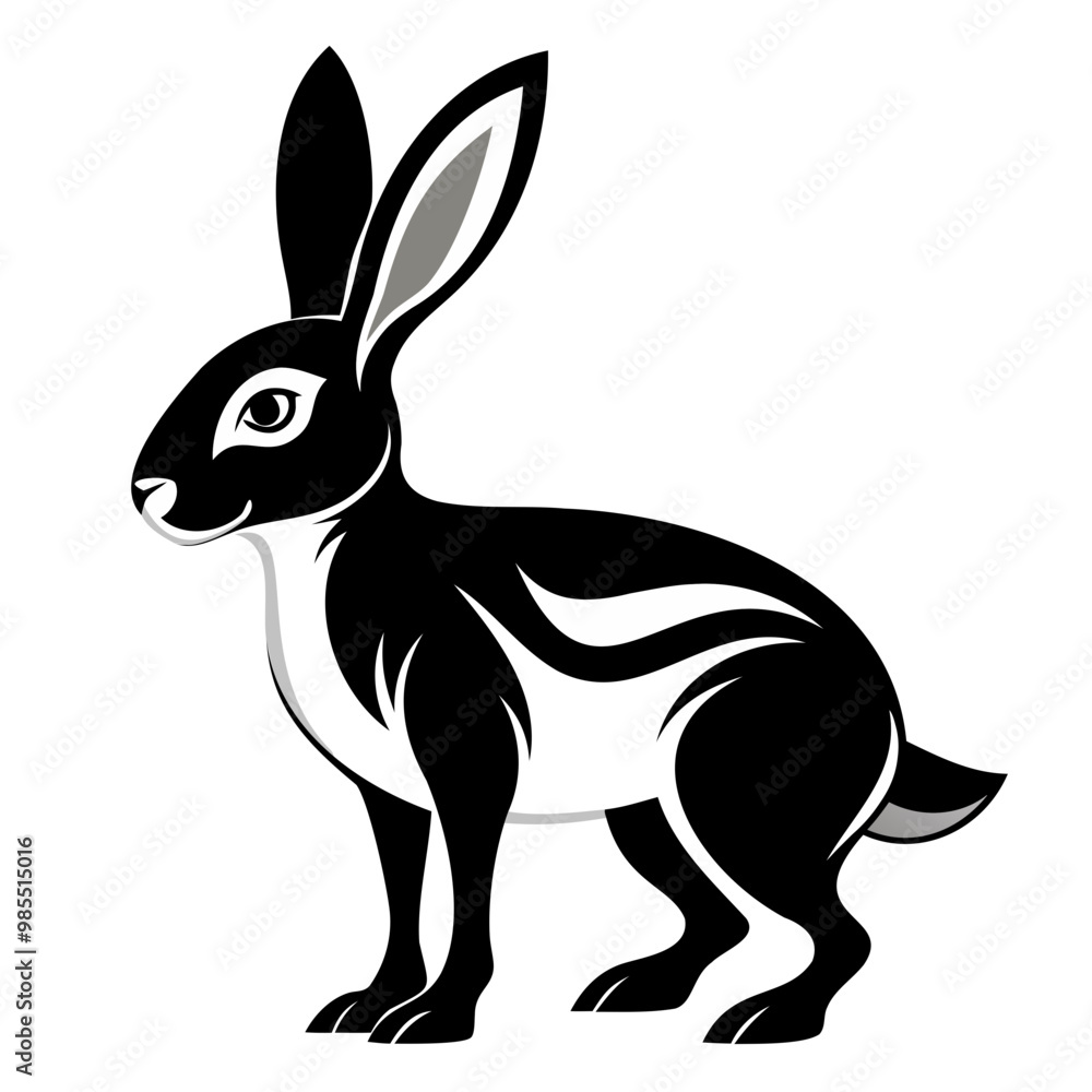 Rabbit hare black silhouette vector Illustration For abstract logo, Black and white Arabian Hare Silhouette Rabbit hare black silhouette vector Illustration For abstract logo, Black and white Arabian Hare Silhouette
