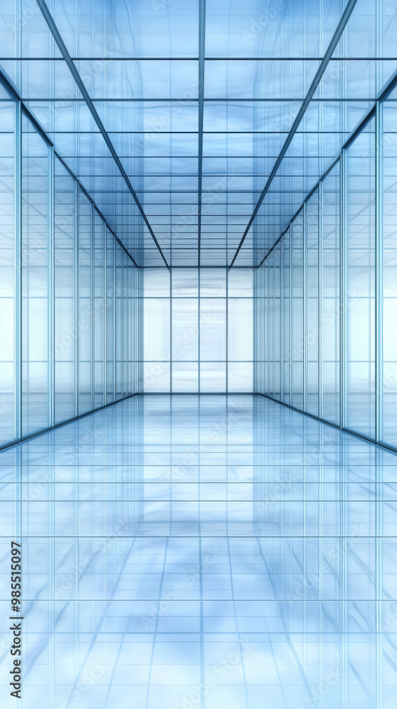 A futuristic office space with a glass ceiling and walls. A futuristic office space with a glass ceiling and walls.