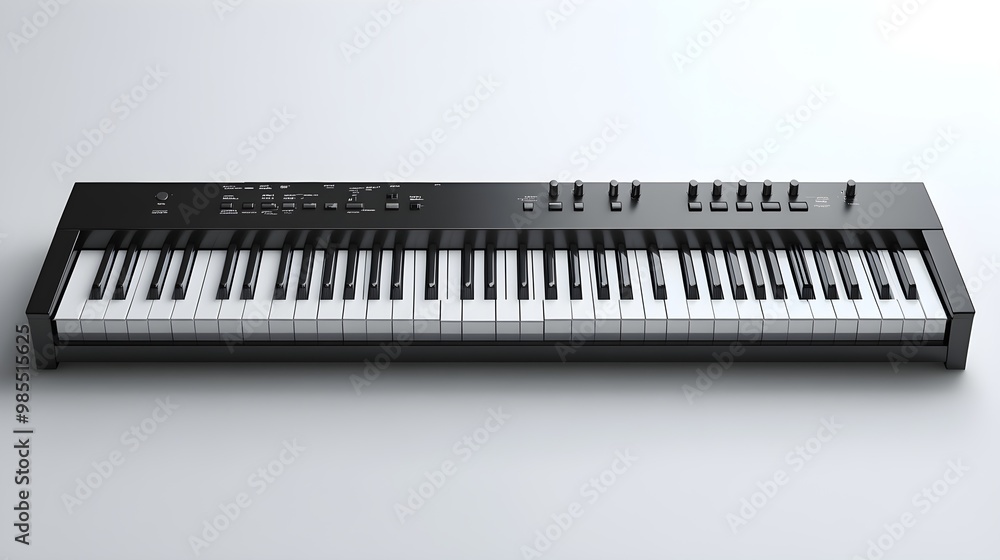 Realistic high-resolution image of a digital music keyboard with illuminated keys Realistic high-resolution image of a digital music keyboard with illuminated keys