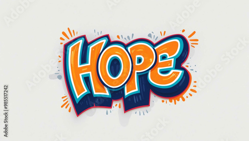 hope graffiti lettering illustration design on plain white background