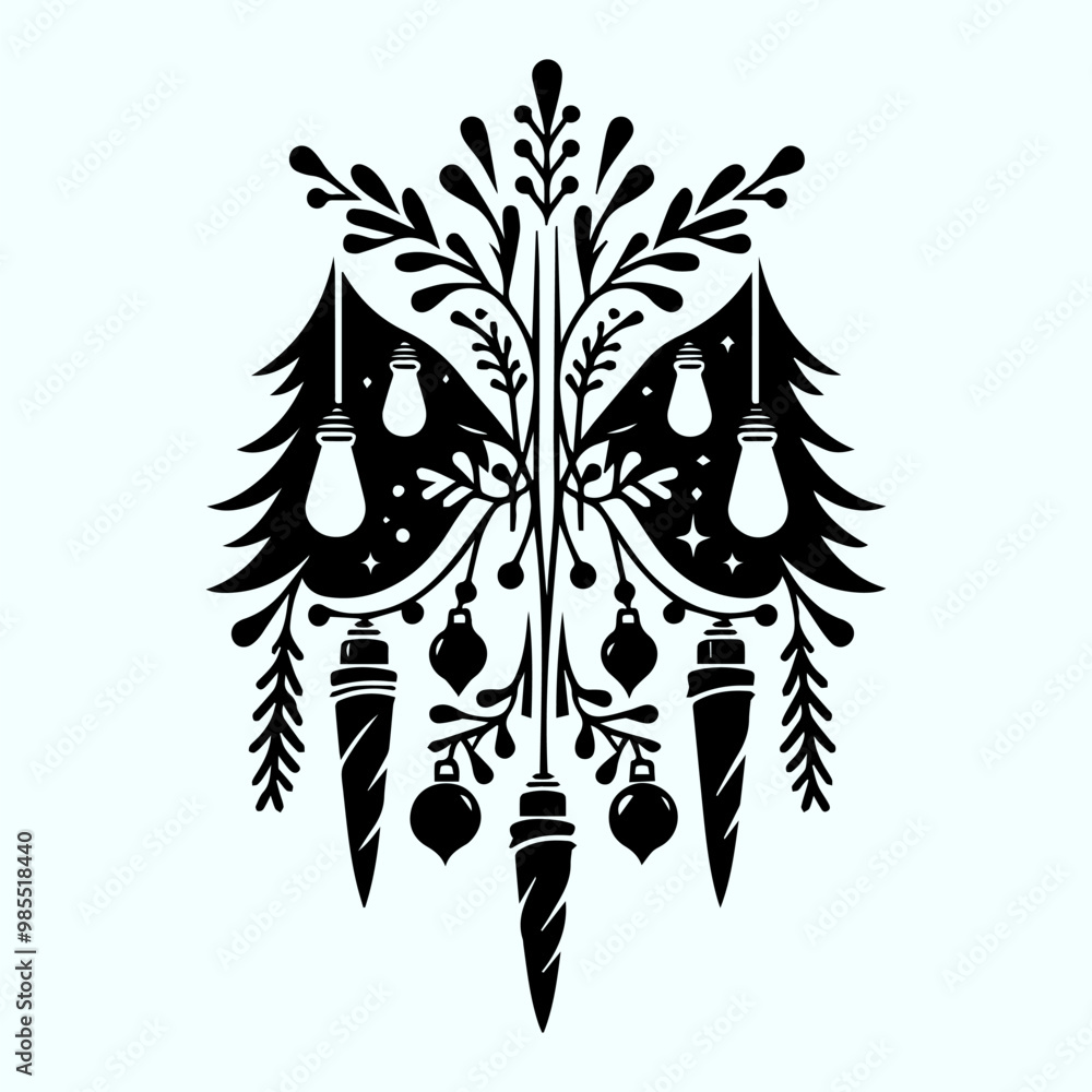 Fototapeta premium Christmas Light Silhouette Vector Illustration