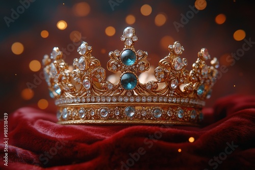 Stunning Glistening Gold Crown with Intricate Details Perfect for Royalty and Regal Themes