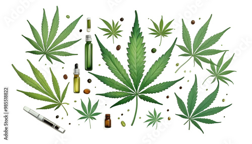 Obraz na płótnie cannabis leaf watercolor illustration background cannabis olated a white branch isolated foliage ganja natural legalize agriculture green white medicals herbal legal flower drug leaf field botanical w salonie