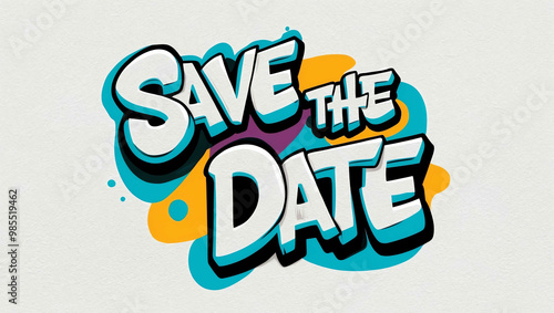 save the date graffiti lettering illustration design on plain white background
