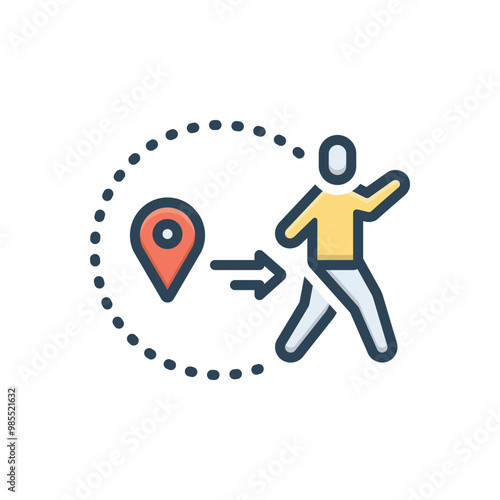 Color illustration icon for out of zone