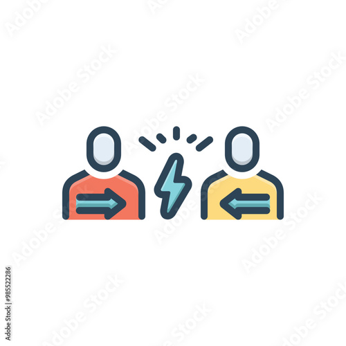 Color illustration icon for confrontation