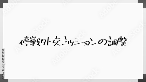 停戦外交ミッションの調整 のホワイトボード風イラスト