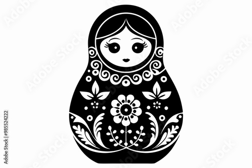 Ethnic Patterns Khokhloma in the Form of Matryoshka.