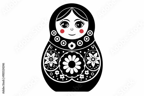 Ethnic Patterns Khokhloma in the Form of Matryoshka.