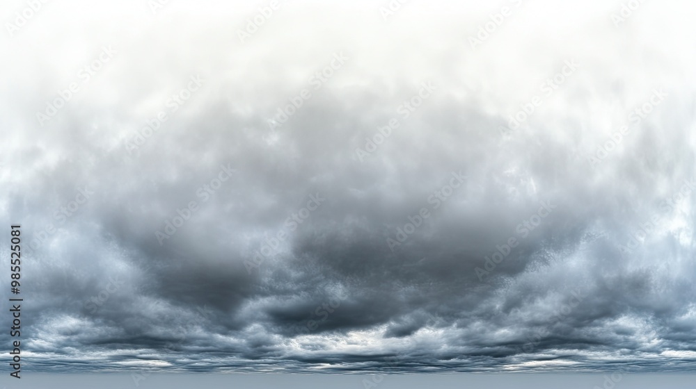 Stormy sky with black clouds HDRI panorama for 3D graphics or gaming, usable as a sky dome or edited drone shot, isolated on a white background, studio photography. Stormy sky with black clouds HDRI panorama for 3D graphics or gaming, usable as a sky dome or edited drone shot, isolated on a white background, studio photography.