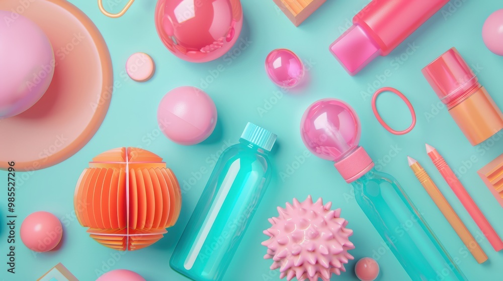 Neon toys and gadgets arranged in a creative composition, emitting a vibrant and energetic glow against a neutral backdrop. Neon toys and gadgets arranged in a creative composition, emitting a vibrant and energetic glow against a neutral backdrop.