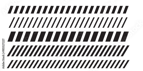 Slash line border, diagonal lines. Divider strip Tilt strip geometric abstract border. Diagonal grid. Geometric dashed tape