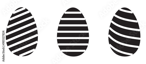 Easter egg. Ornament easter eggs set. Vector outline ornament sign. Easter icon isolated on white background.