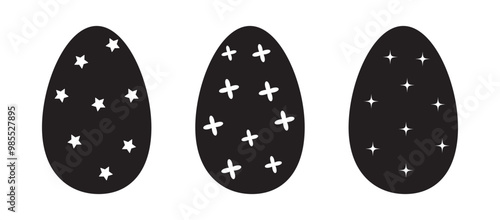 Easter egg. Ornament easter eggs set. Vector outline ornament sign. Easter icon isolated on white background.