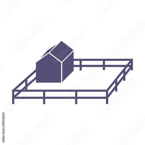 Farm barn cowshed building exterior with tractor and windmill flat vector