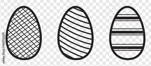 Easter Eggs collection.Set of Easter eggs simple line icons. Vector icons of eggs with ornament in flat design.