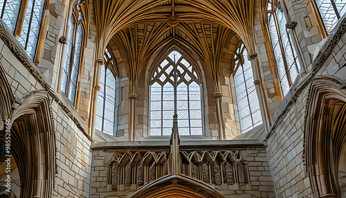 Intricate details of Dunblane Cathedral in Scotland photo