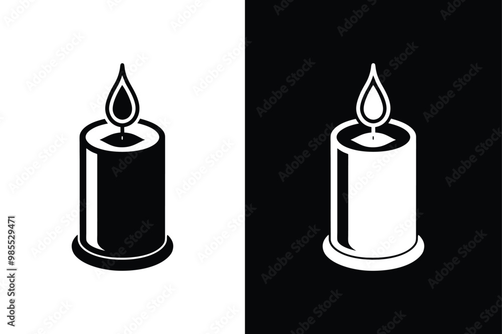 Candle icon silhouette template black white color editable. Candle silhouette for religion commemorative and party Candle icon silhouette template black white color editable. Candle silhouette for religion commemorative and party