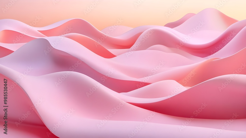 Abstract pink wavy landscape with soft curves Abstract pink wavy landscape with soft curves