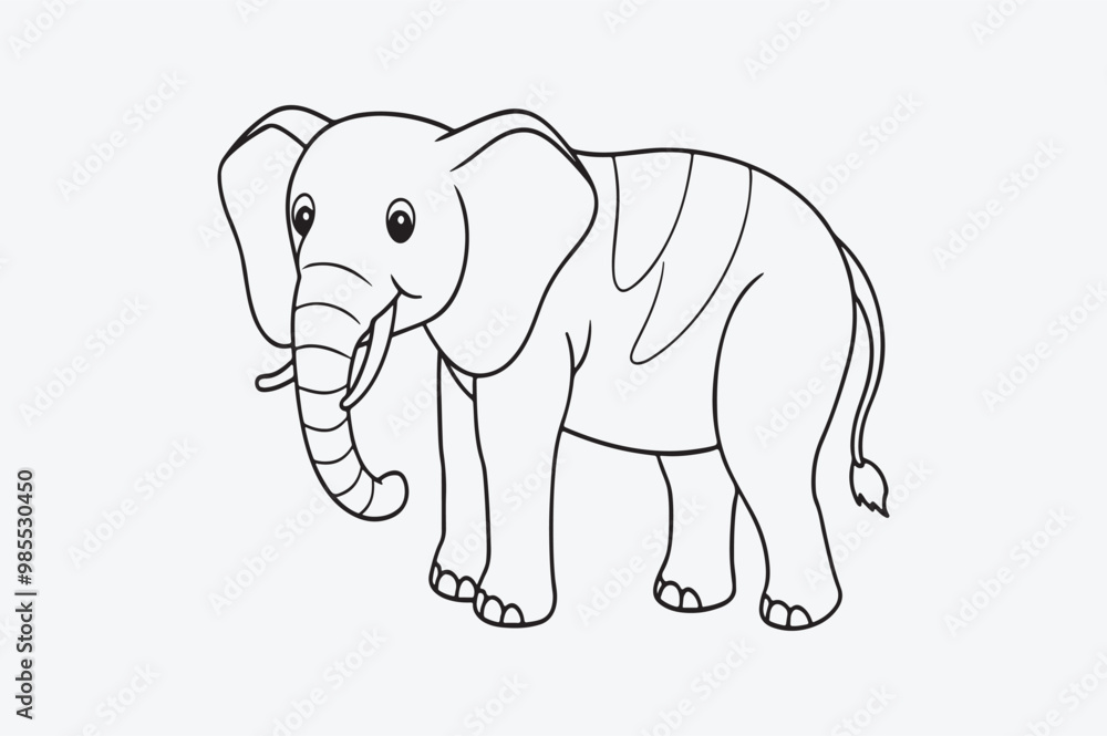 Obraz premium Black line art of ELEPHENT T for kids coloring book in white background
