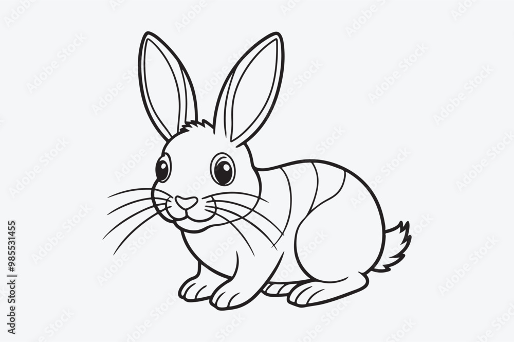 Black line art of a RABBIT for kids coloring book in white background Black line art of a RABBIT for kids coloring book in white background