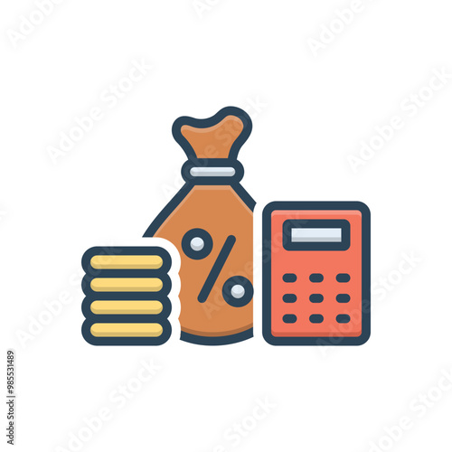 Color illustration icon for tax