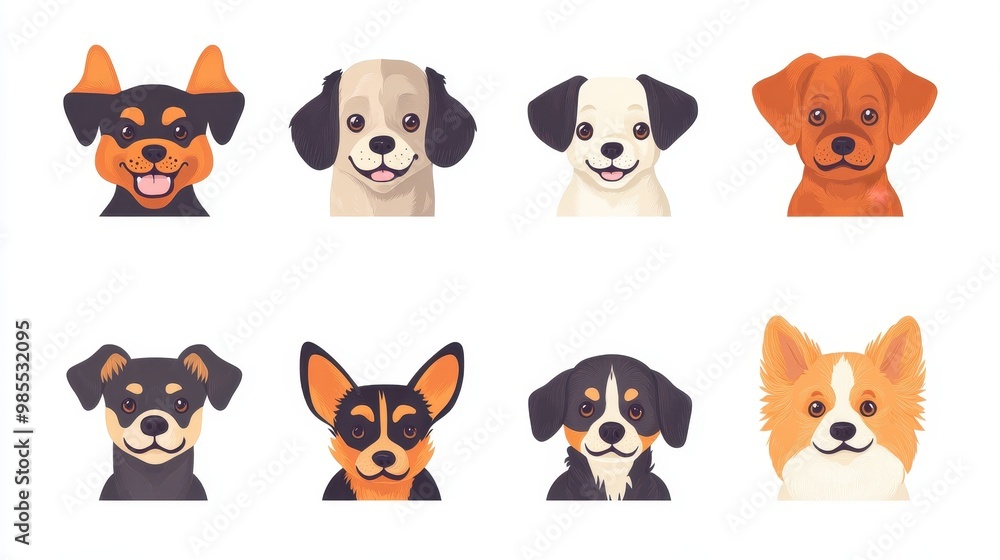 A set of dog faces with one saying A set of dog faces with one saying