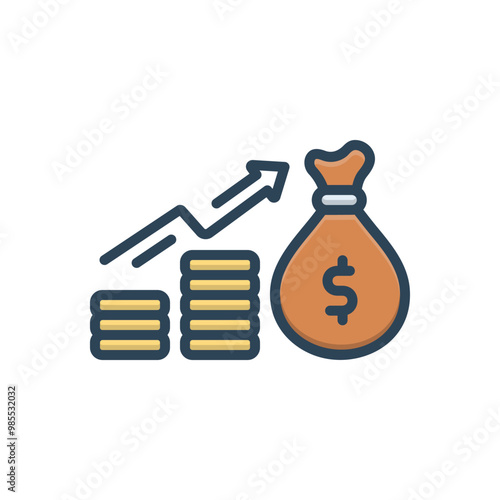 Color illustration icon for earnings