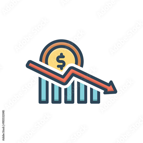 Color illustration icon for economy