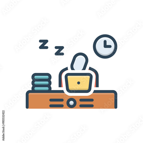 Color illustration icon for overtime