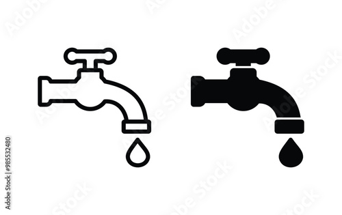 water droplets from faucets Icon Vector 