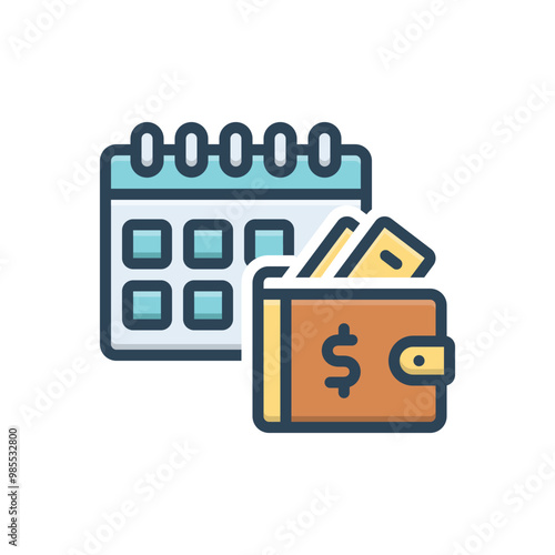 Color illustration icon for salary
