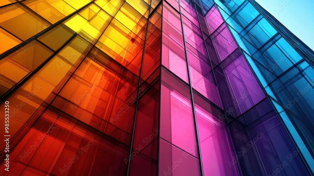 A colorful building with many windows A colorful building with many windows