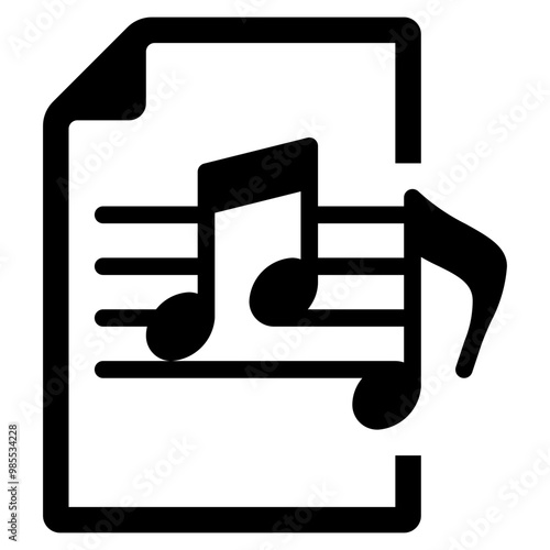 musical note on  paper or lyric solid icon