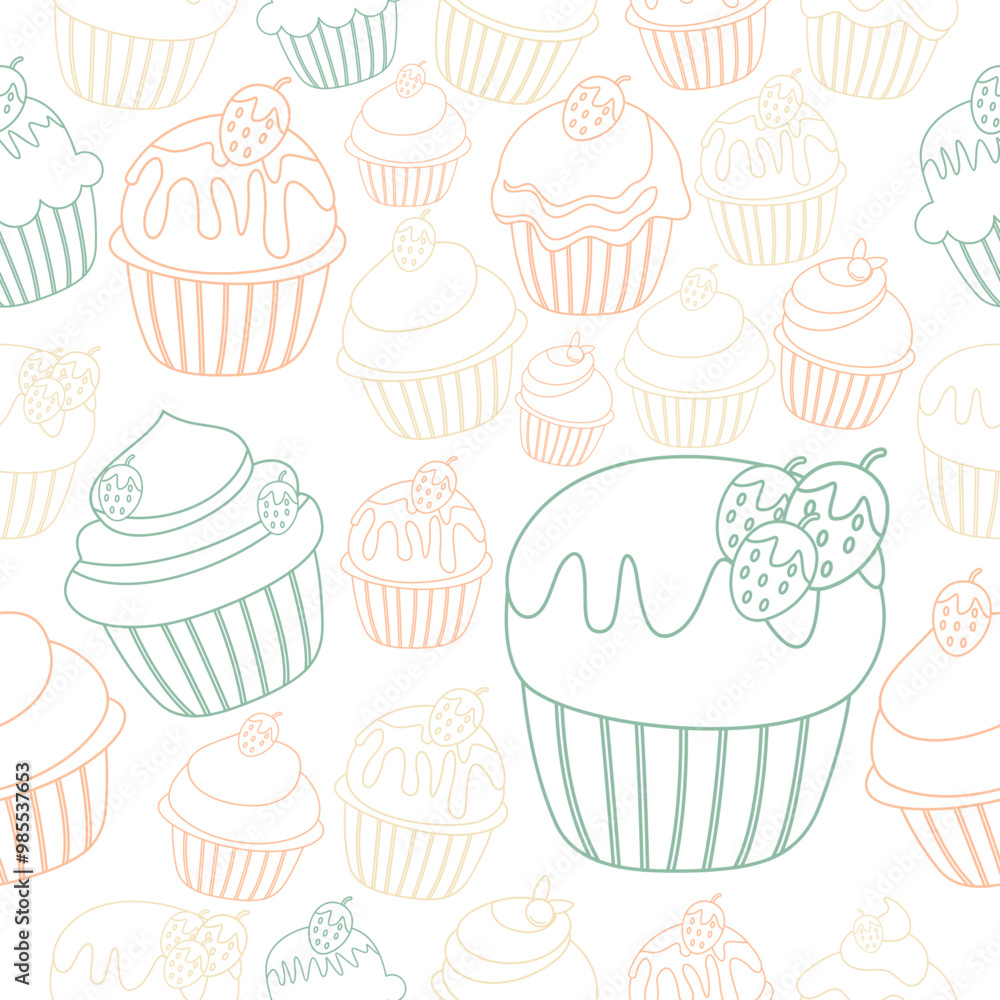 Cute Colorful Cupcakes Pattern Cute Colorful Cupcakes Pattern