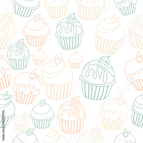 Cute Colorful Cupcakes Pattern